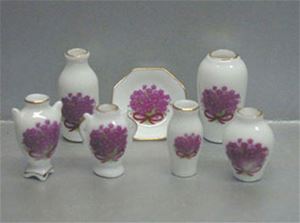 NCRBD17 - 7 Pc Vases/Plate-Maauve Flowers