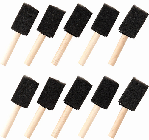 PLD44351 - Short Handle 1 Inch Foam Brush Pack, 10pc