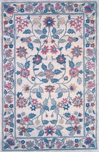 WN1143 - Ivory Tufted Floral Rug, 6.25X9.25